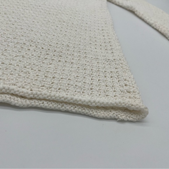 Lauren Ralph Lauren Cream Crochet Tunic Sweater M Hand Knit 100% Cotton Boho - Picture 8 of 11